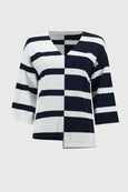 Joseph Ribkoff Striped V-Neck Pullover in Midnight/Van