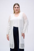 Joseph Ribkoff Crochet Knit Long Cardigan in White