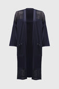 Joseph Ribkoff Crochet Knit Long Cardigan in Midnight