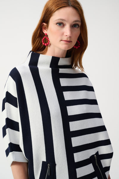 Joseph Ribkoff Jacquard stripe sweater knit pullover in Midnight/Van