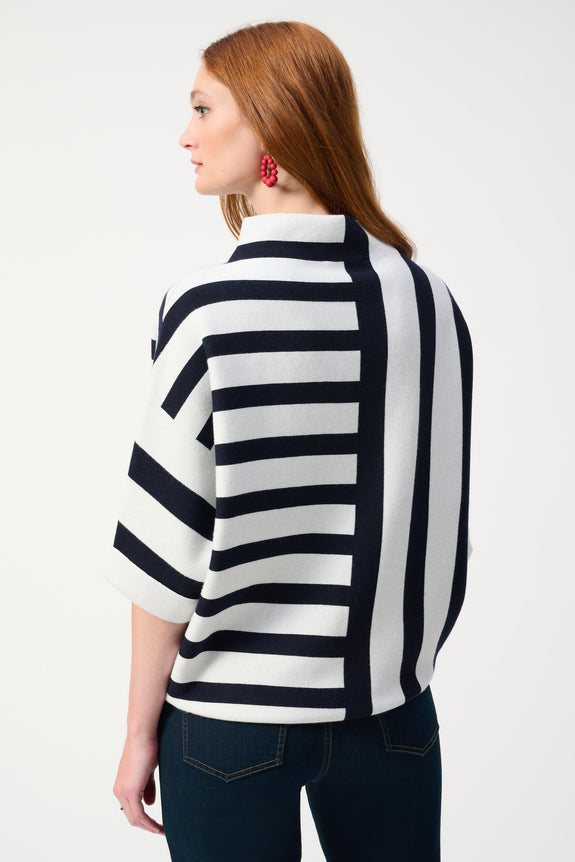 Joseph Ribkoff Jacquard stripe sweater knit pullover in Midnight/Van