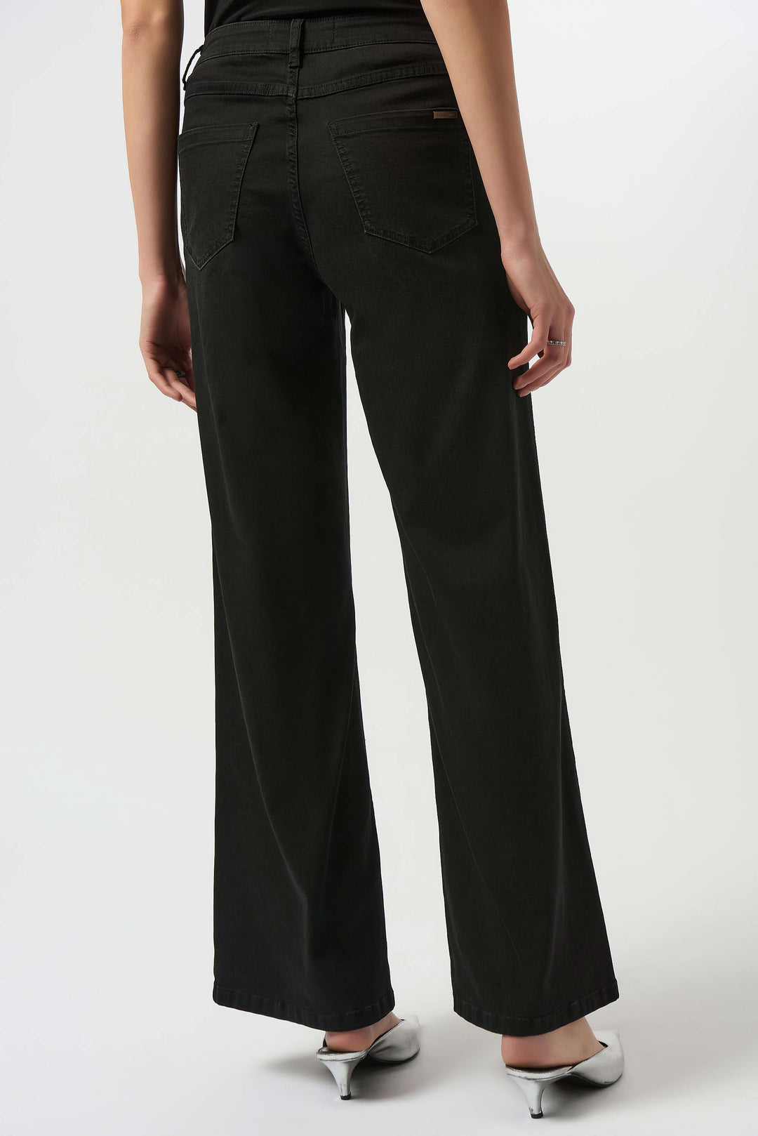 Back view of Joseph Ribkoff plus size Goldie Stretch Wide Leg Jean in Black