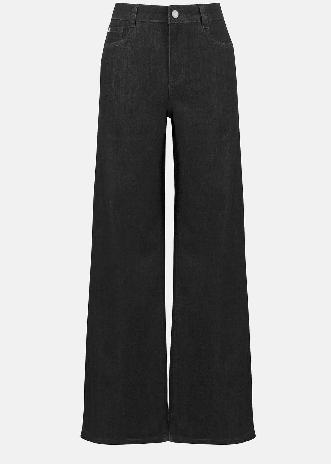 Front view of Joseph Ribkoff plus size Goldie Stretch Wide Leg Jean in Black