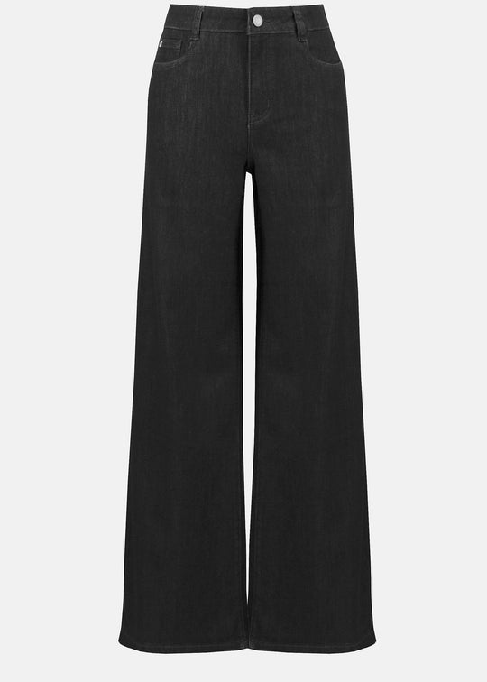 Front view of Joseph Ribkoff plus size Goldie Stretch Wide Leg Jean in Black