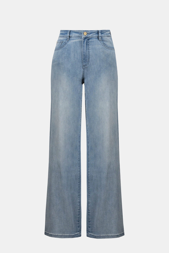 Joseph Ribkoff Goldie Classic Wide Leg Stretch Jean in Light Blue Denim