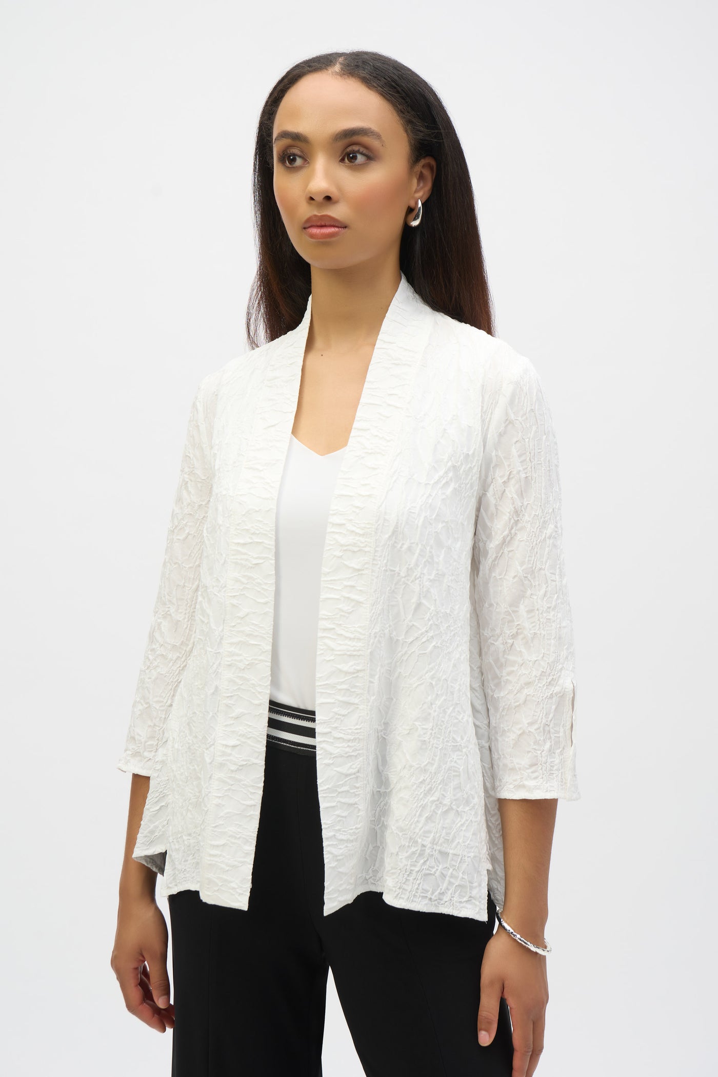 Joseph Ribkoff Jacquard Straight Cover-up in White