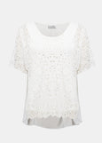 Joseph Ribkoff Embroidered Boxy Top in Off-White