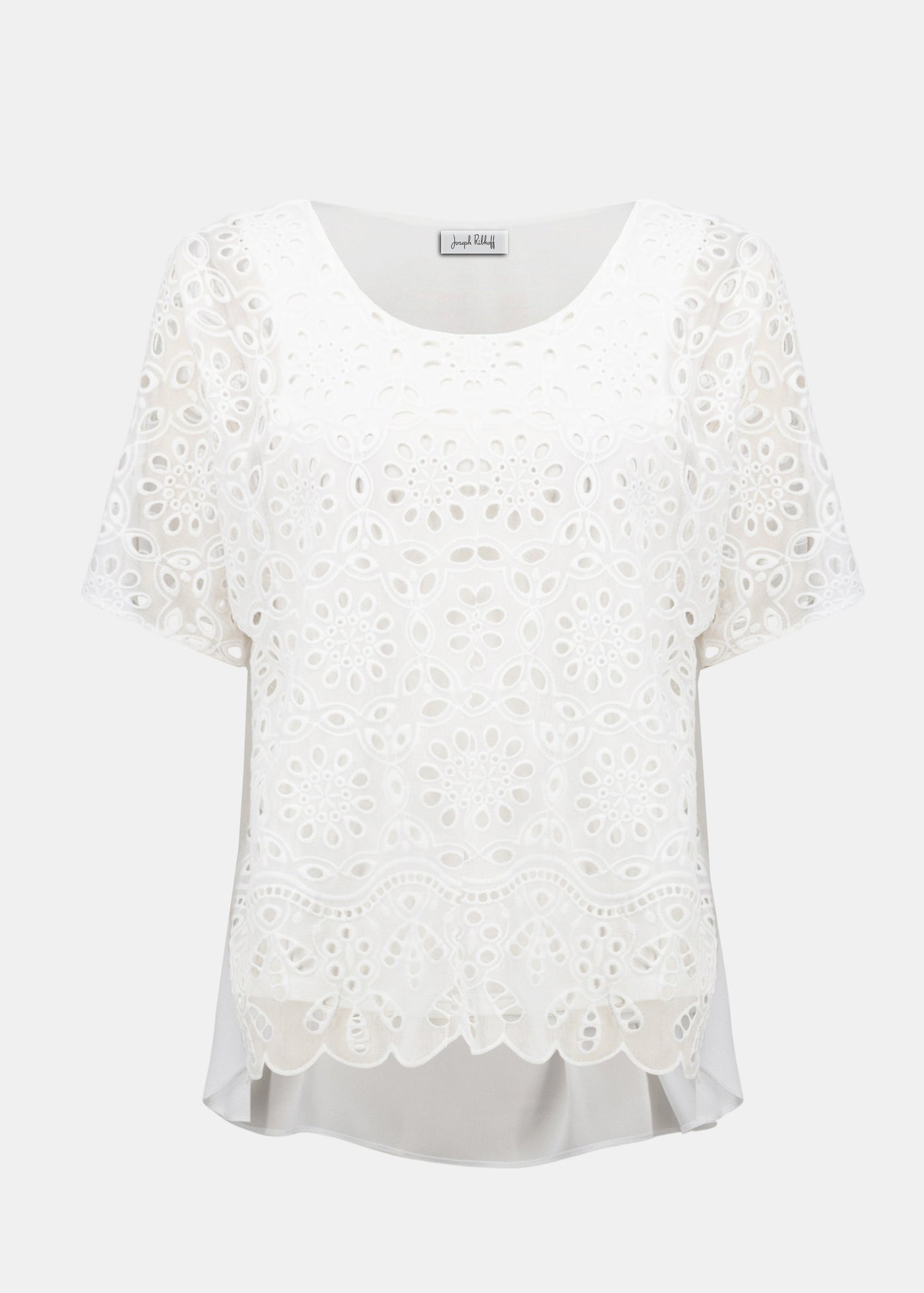 Joseph Ribkoff Embroidered Boxy Top in Off-White