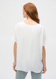 back view of plus size Joseph Ribkoff Embroidered Boxy Top in Off-White