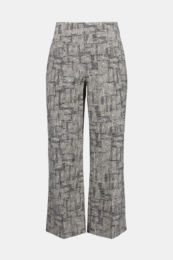Joseph Ribkoff Millenium Geo Print Pull On Culotte crop Pant in Black/Beige