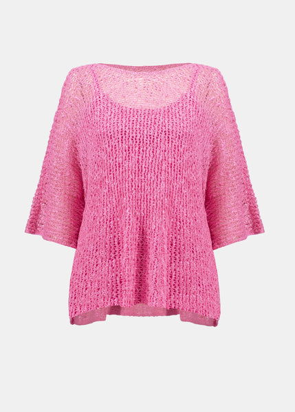 Joseph Ribkoff 2 Piece Chenille Open Stitch Sweater in Bubblegum
