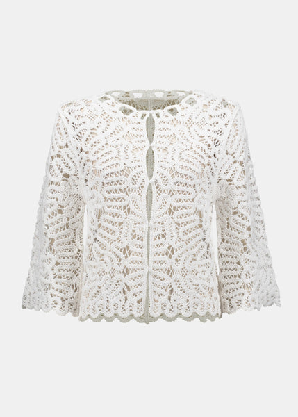 Joseph Ribkoff Crochet Sweater Knit Cover up in Vanilla