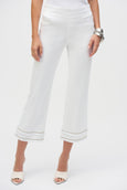 Joseph Ribkoff Stretch Crop Jean with Beading on Hem in White