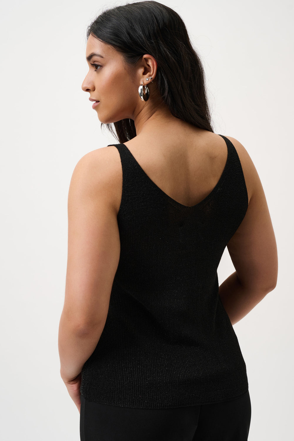 Joseph Ribkoff Metallic Knitted Camisole with Rhinestones in Black
