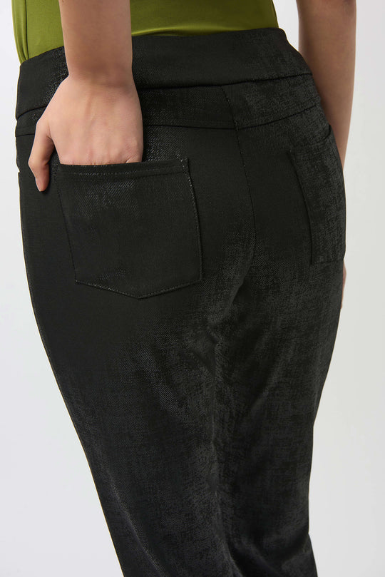 Joseph Ribkoff Foiled Print Knit P.O. Pant in Black