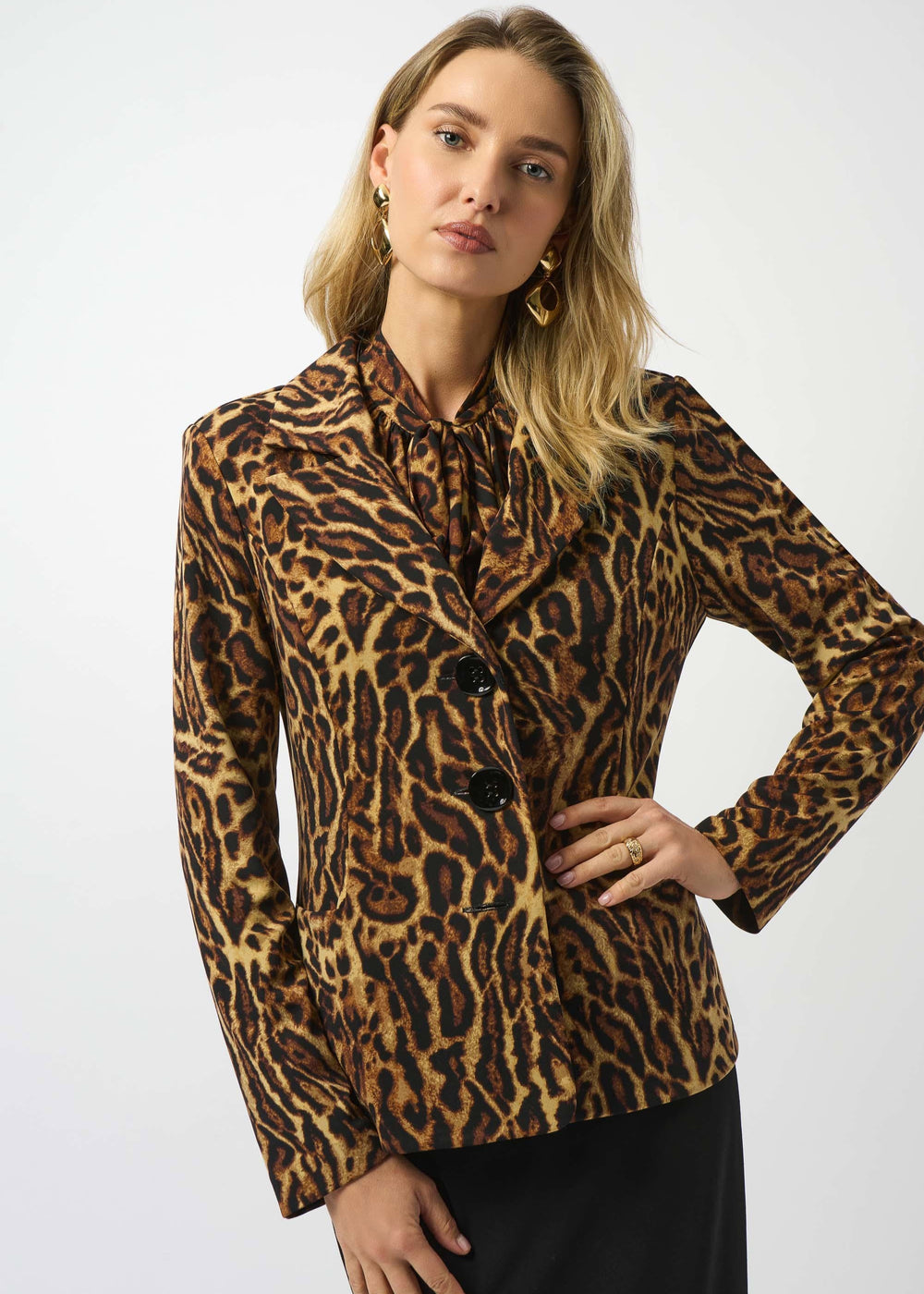 Joseph Ribkoff Silky Knit animal Print Fitted Jacket
