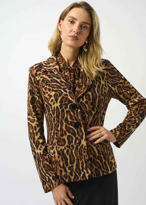 Joseph Ribkoff Silky Knit animal Print Fitted Jacket