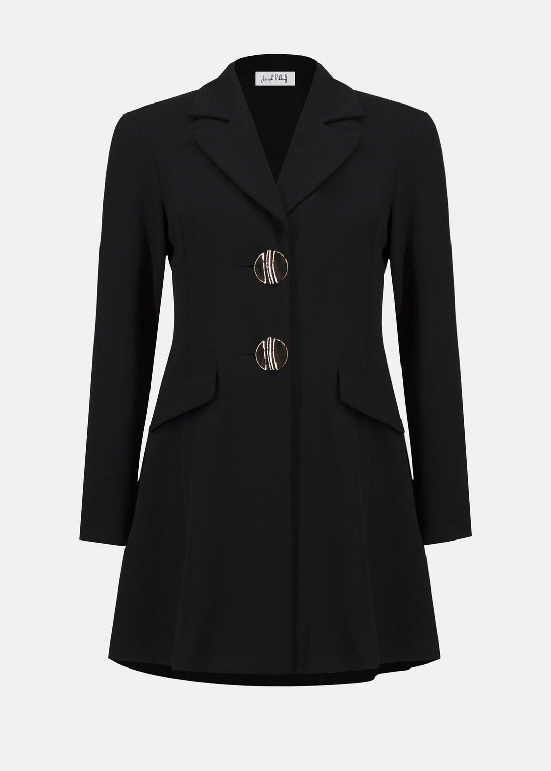 front view of plus size Joseph Ribkoff Scuba Fit and Flare Jacket in Black