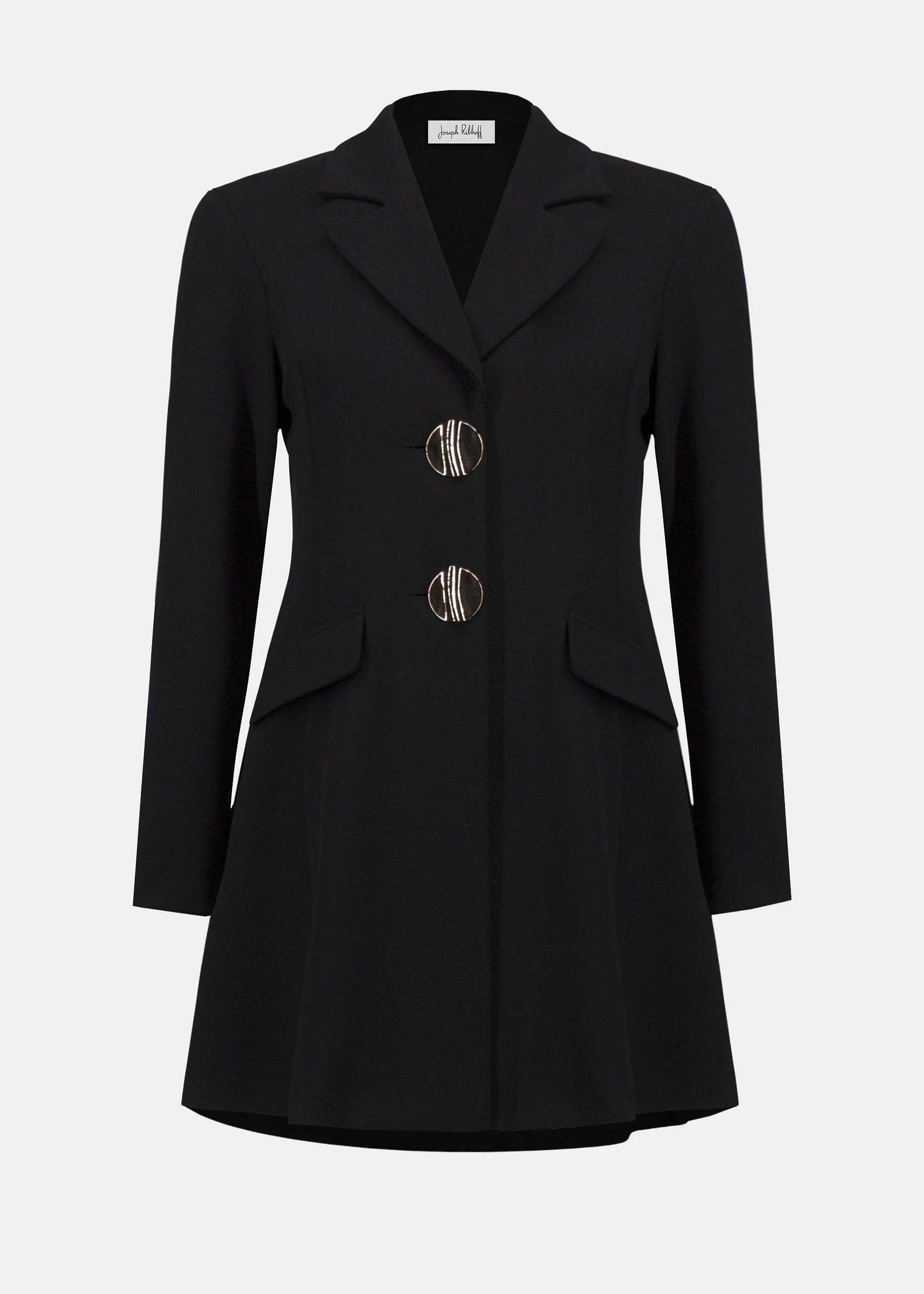 front view of plus size Joseph Ribkoff Scuba Fit and Flare Jacket in Black