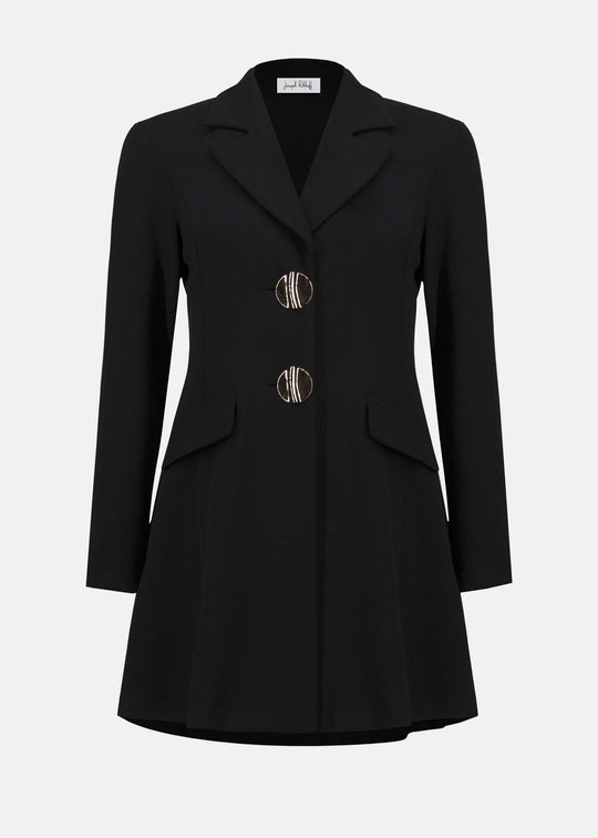 front view of plus size Joseph Ribkoff Scuba Fit and Flare Jacket in Black