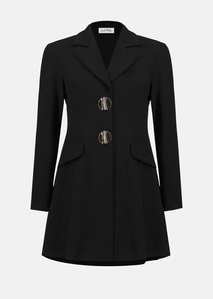 front view of plus size Joseph Ribkoff Scuba Fit and Flare Jacket in Black