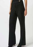 front view of plus size Joseph Ribkoff Scuba Flared Pant in Black