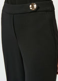 close up front view of plus size Joseph Ribkoff Scuba Flared Pant in Black