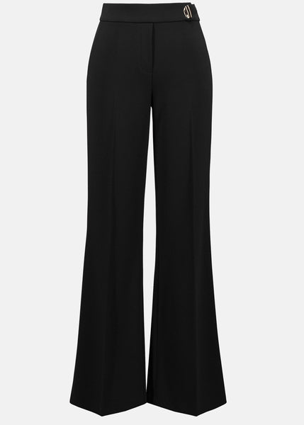 front view of plus size Joseph Ribkoff Scuba Flared Pant in Black
