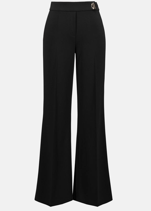 front view of plus size Joseph Ribkoff Scuba Flared Pant in Black