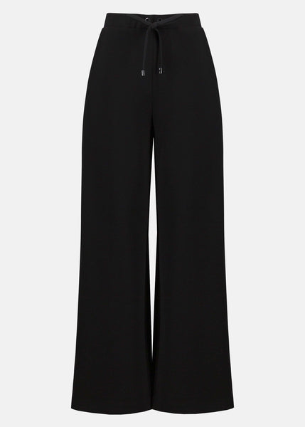 front view of plus size Joseph Ribkoff Scuba Jersey Drawstring Waist Pant in Black