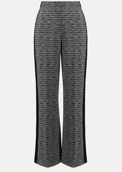 Joseph Ribkoff Pull on Plaid Pant with Stripe in Black and White