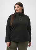 front view of plus size Joseph Ribkoff Scuba Jersey Boxy Top in Black
