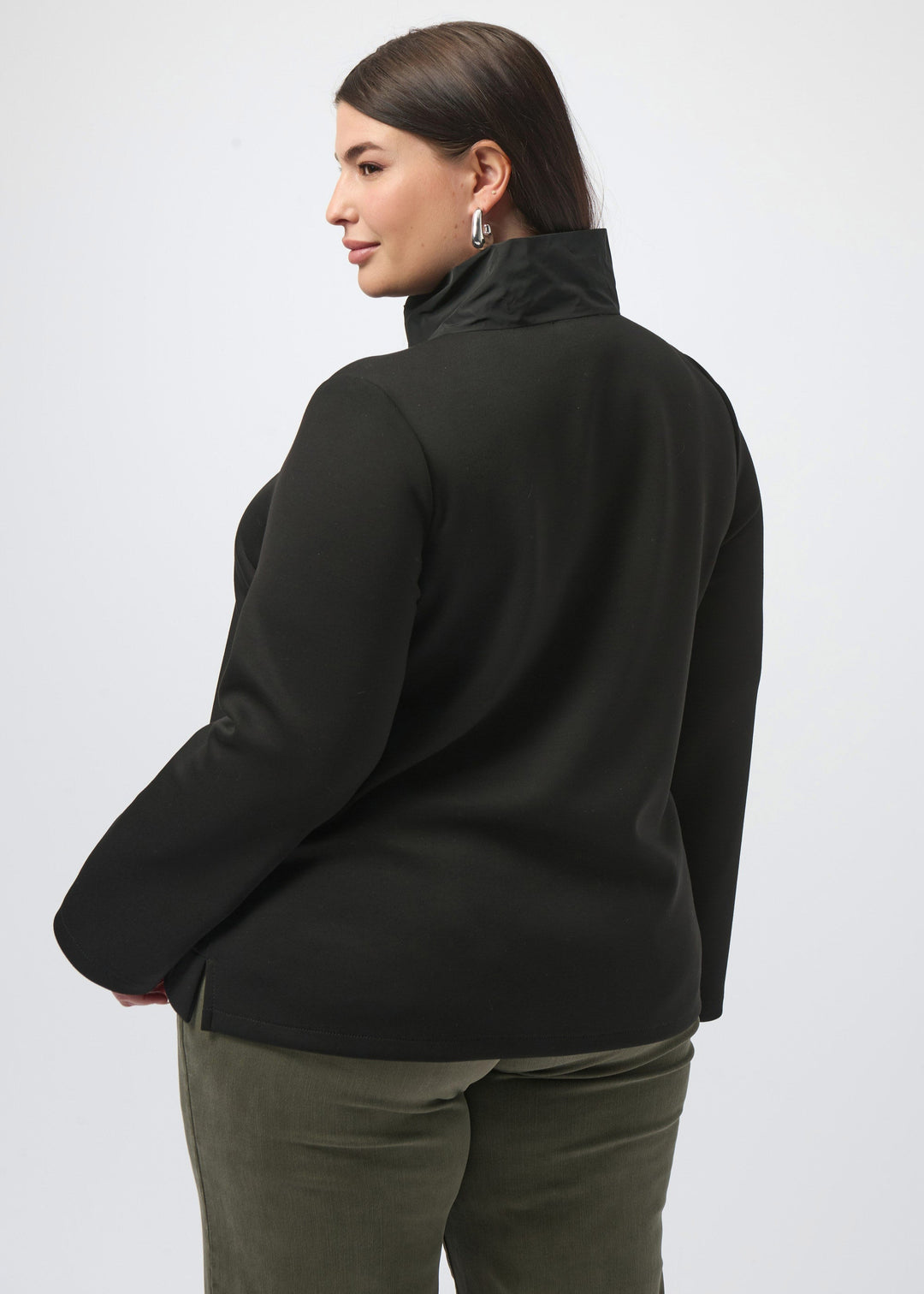 back view of plus size Joseph Ribkoff Scuba Jersey Boxy Top in Black
