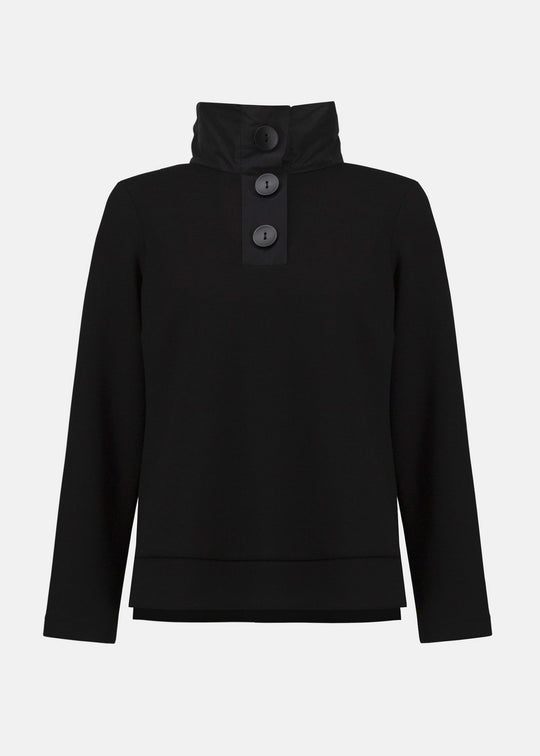 front view of plus size Joseph Ribkoff Scuba Jersey Boxy Top in Black