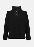 front view of plus size Joseph Ribkoff Scuba Jersey Boxy Top in Black