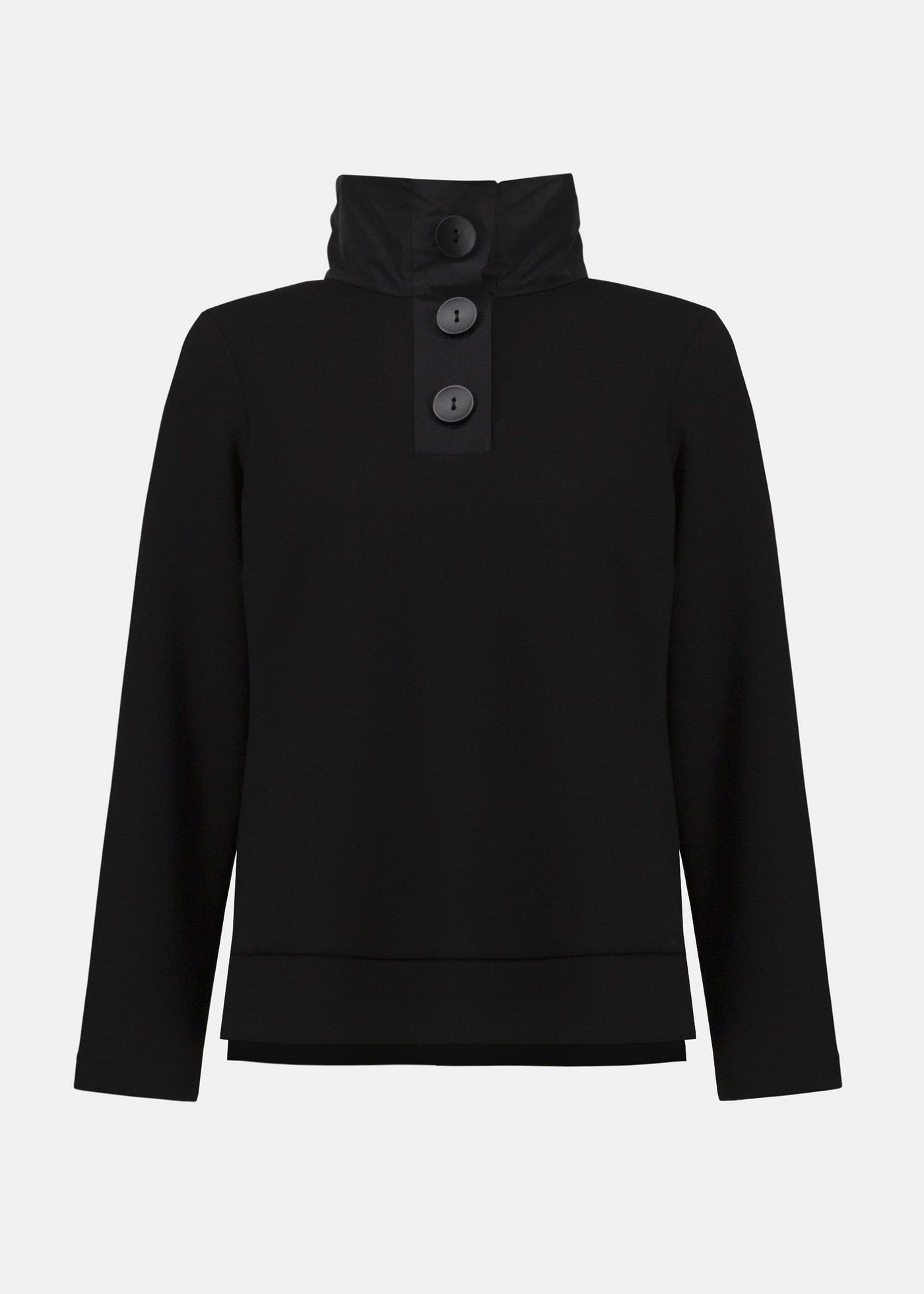 front view of plus size Joseph Ribkoff Scuba Jersey Boxy Top in Black