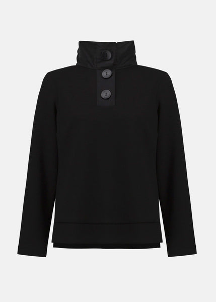 front view of plus size Joseph Ribkoff Scuba Jersey Boxy Top in Black
