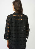 back view of plus size Joseph Ribkoff Novelty Sheer Check Swing Jacket in Black