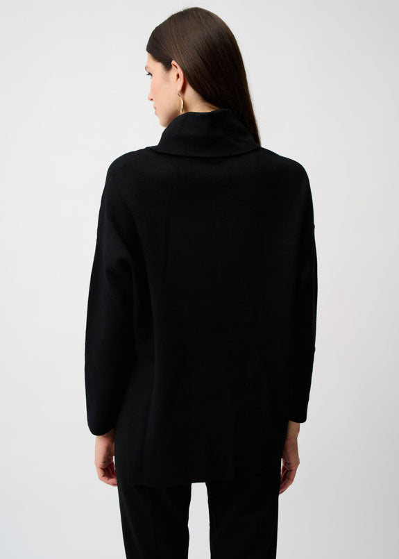 back view of plus size Joseph Ribkoff Asymmetrical Pullover with Studs in Black