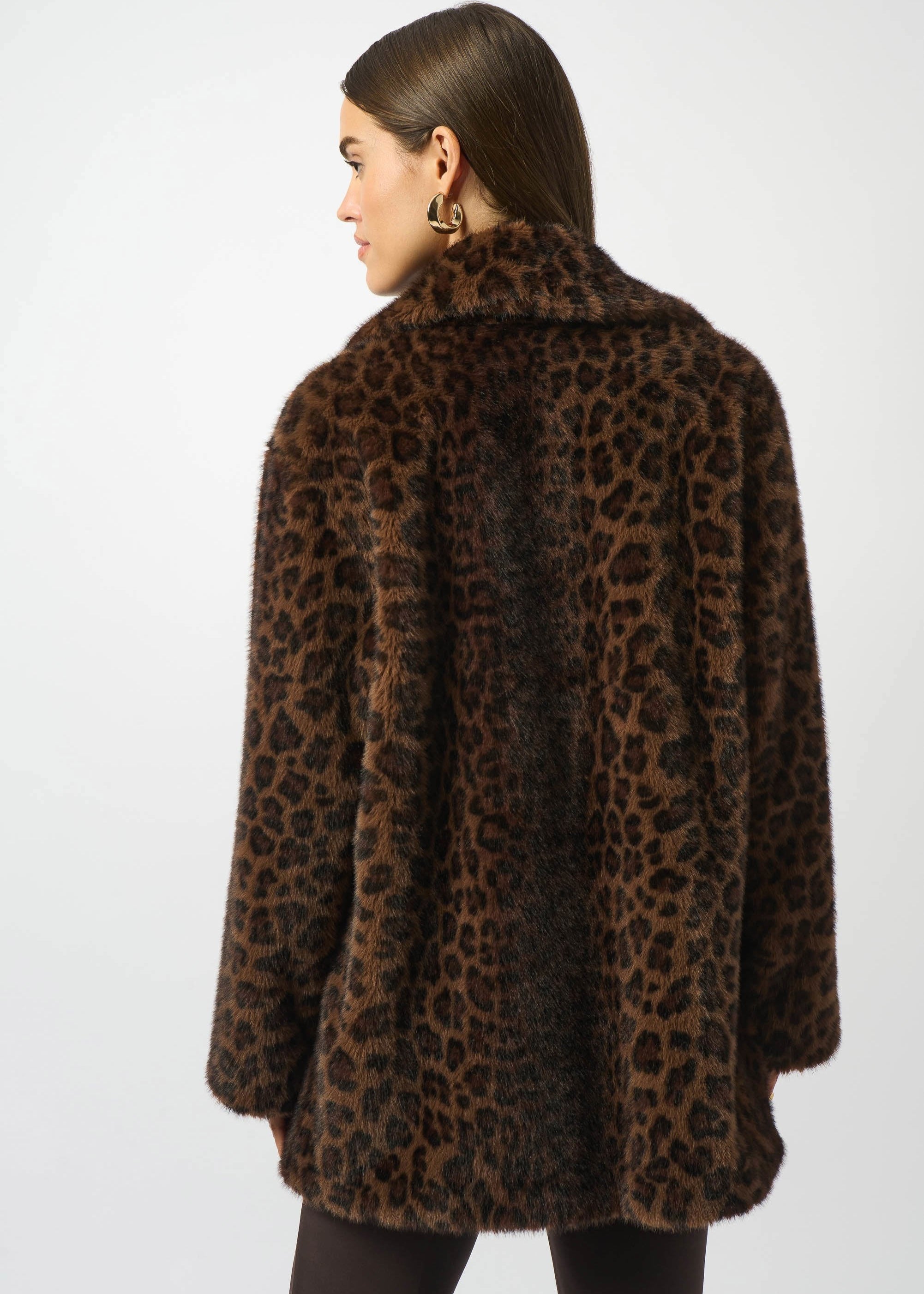 Joseph Ribkoff Faux Fur Animal Print Coat in Beige/Blk – Toni Plus