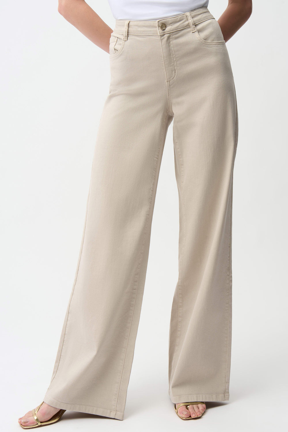 Joseph Ribkoff Goldie Classic Wide-Leg Stretch Denim Jeans in Moonstone