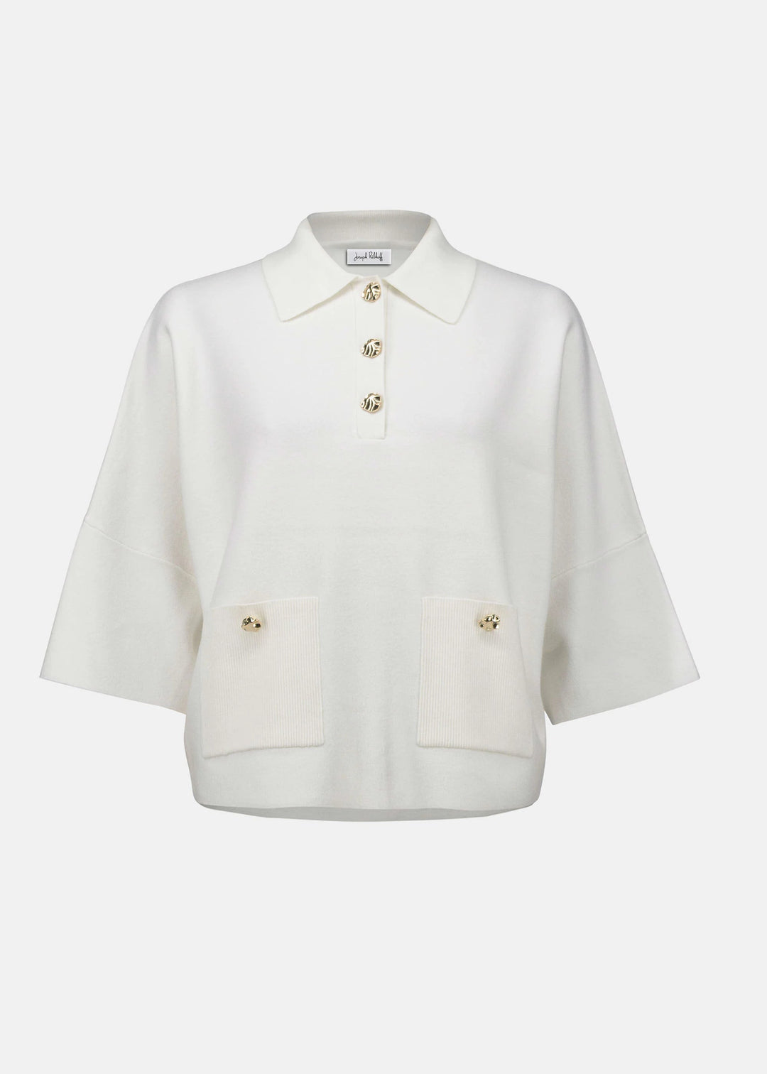 White jacket with gold buttons on a white background