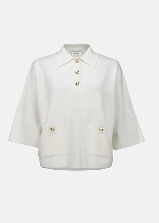 White jacket with gold buttons on a white background