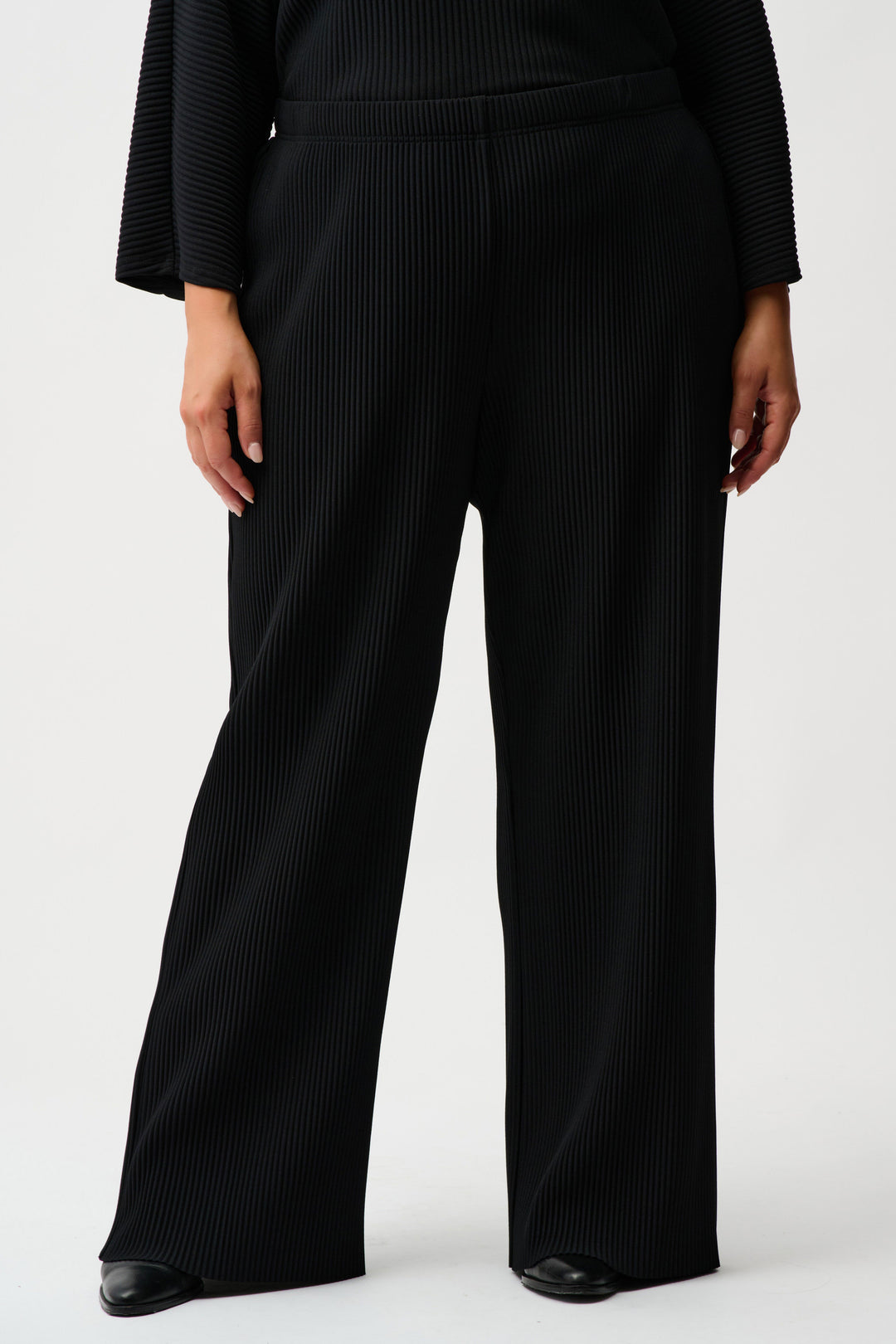 Joseph Ribkoff Pleated Scuba Crepe Wide Leg Pant in Black