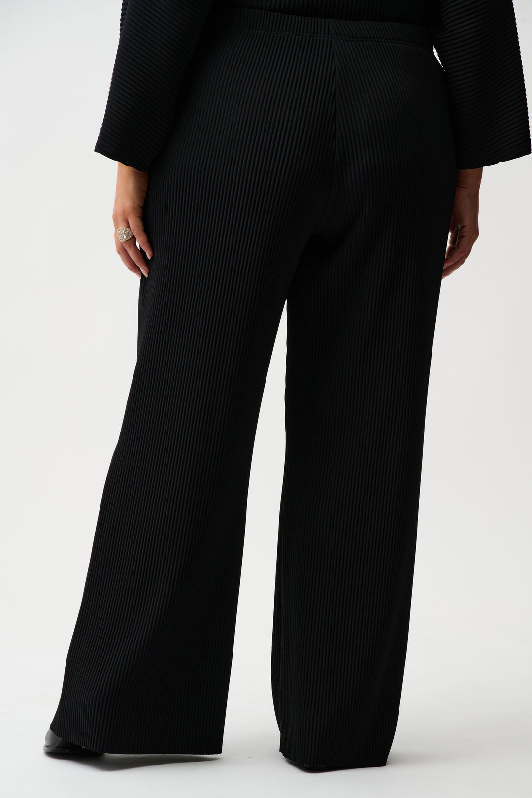 Joseph Ribkoff Pleated Scuba Crepe Wide Leg Pant in Black