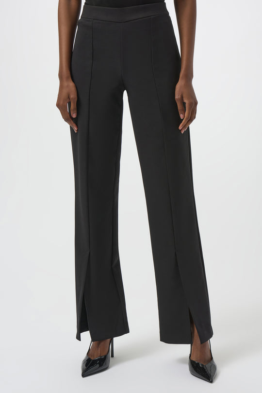 Joseph Ribkoff Lux Twill Straight Pull on Pant with Front Slit in Black
