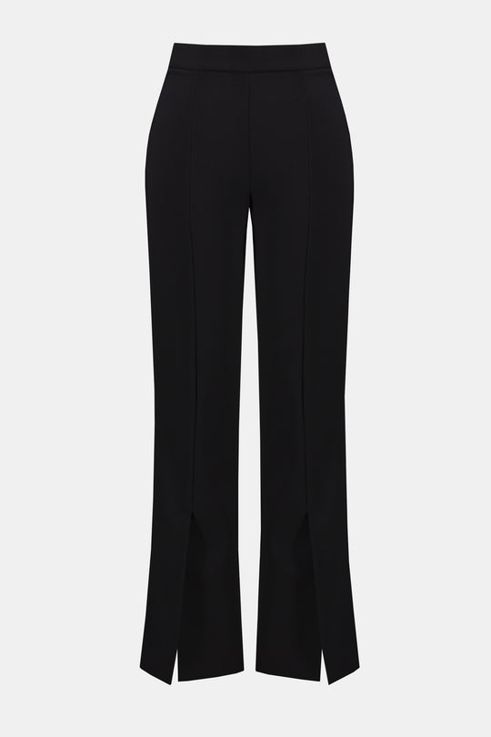 Joseph Ribkoff Lux Twill Straight Pull on Pant with Front Slit in Black