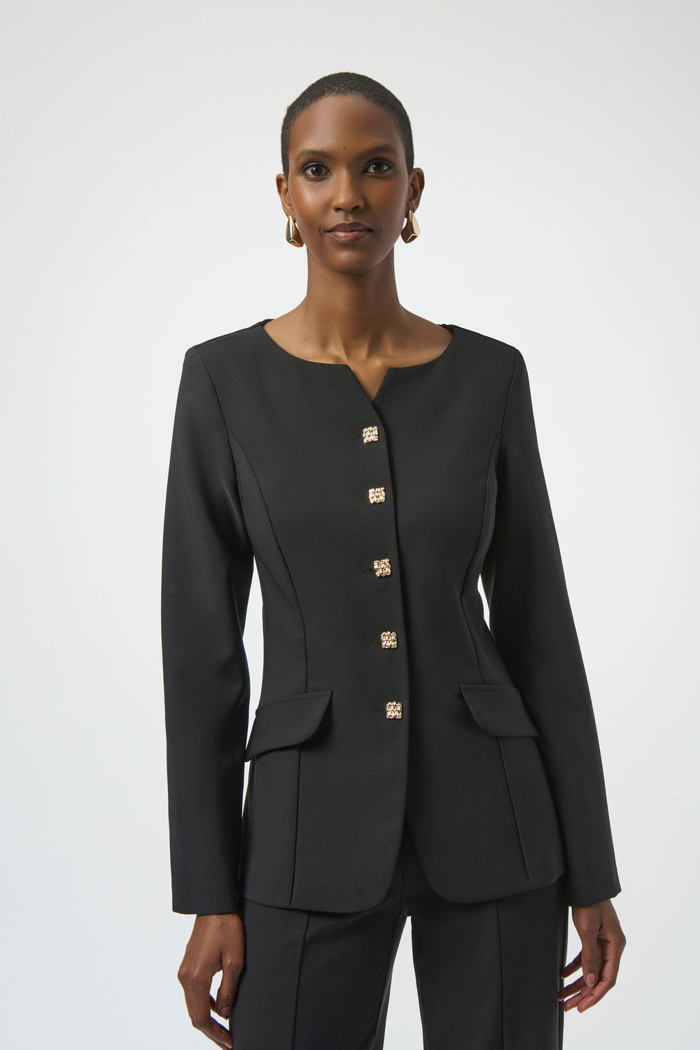 Joseph Ribkoff Lux Twill Fitted Jacket in Black