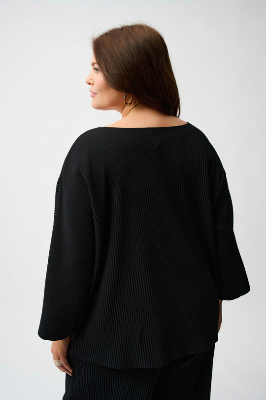Joseph Ribkoff Pleated Scuba crepe Box top in Black