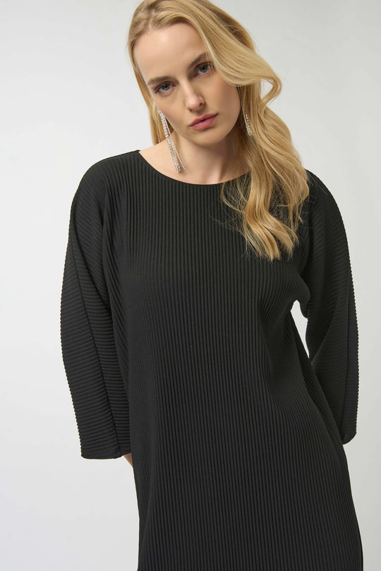 Joseph Ribkoff Pleated Scuba Crepe Dress in Black